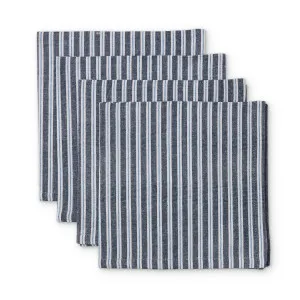 Set/4 Samara Stripe Dark Blue Cotton Napkin by Madras Link, a Napkins for sale on Style Sourcebook