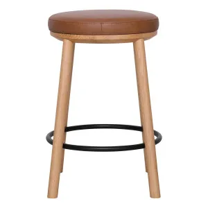 Vega Bar Stool in Jersey Leather Camel / Oak by OZ Design, a Bar Stools for sale on Style Sourcebook