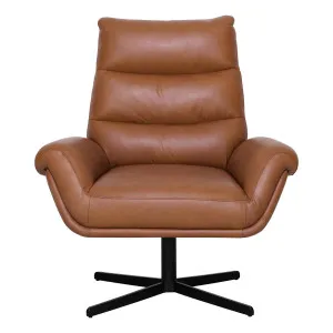 Vincent Swivel Chair in Jersey Leather Camel / Black by OZ Design, a Chairs for sale on Style Sourcebook