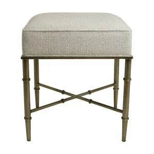 Hacienda Antique Gold Iron Stool - Speckle Ecru by CAFE Lighting & Living, a Ottomans for sale on Style Sourcebook