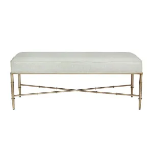 Hacienda Antique Gold Iron Bench Ottoman - Speckle Ecru by CAFE Lighting & Living, a Ottomans for sale on Style Sourcebook