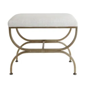 Novak Antique Gold Iron Stool - Natural Linen by CAFE Lighting & Living, a Ottomans for sale on Style Sourcebook