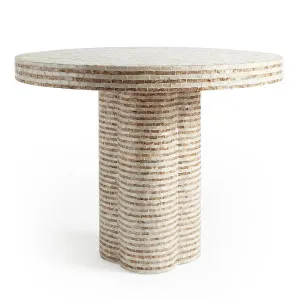 Roux Round Mother of Pearl Console Table in Mocha Cream by Luxo Furniture, a Console Table for sale on Style Sourcebook