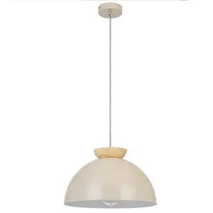 Telbix Sovin Modern Dome Pendant with Natural Oak Accent - Medium by Telbix, a Lighting for sale on Style Sourcebook