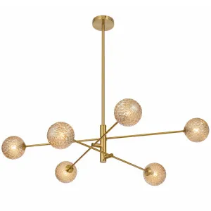 Telbix Gaston 6 Light Grand Pendant with Sculptural Antique Gold Frame - Amber Tear by Telbix, a Lighting for sale on Style Sourcebook