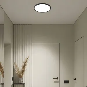 Telbix Sky Minimalist Slim LED Flush Mount Ceiling Light in Black Frame - Large by Telbix, a Lighting for sale on Style Sourcebook