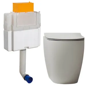 Studio Bagno Futura Wall Faced Toilet Package with Expert Evo Pneumatic Cistern - Gloss White FUT002-002-PN by Studio Bagno, a Toilets & Bidets for sale on Style Sourcebook