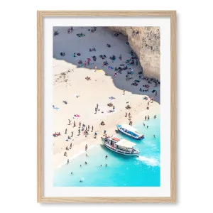 Beach Boat Visit Framed Art Print by Profile Australia, a Prints for sale on Style Sourcebook