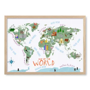 Illustrated Map of The World Framed Art Print by Profile Australia, a Prints for sale on Style Sourcebook