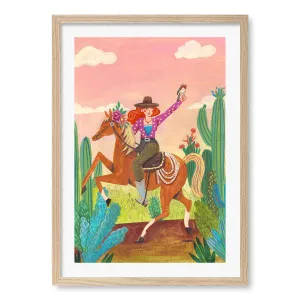 Cowgirl On Horse Framed Art Print by Caroline Bonne Muller by Profile Australia, a Prints for sale on Style Sourcebook