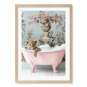 Leopard Bubble Bath Framed Art Print by Niky Rahner by Profile Australia, a Prints for sale on Style Sourcebook