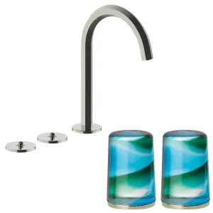 Fantini Venezia by Venini Aquamarine Green Handle Tall Basin Set - Polished Nickel PVD VENBS705PNKVNCN by Fantini, a Kitchen Taps & Mixers for sale on Style Sourcebook