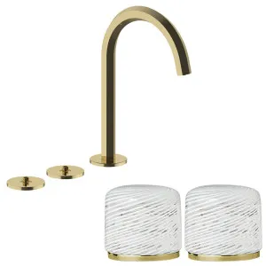 Fantini Venezia by Venini White Filigree Handle Tall Basin Set - Gold Plus VENBS705GPLVNCP by Fantini, a Kitchen Taps & Mixers for sale on Style Sourcebook
