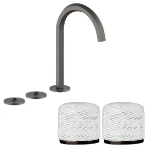 Fantini Venezia by Venini White Filigree Handle Tall Basin Set - Matte Gunmetal PVD VENBS705MGMVNCP by Fantini, a Kitchen Taps & Mixers for sale on Style Sourcebook