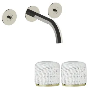 Fantini Venezia by Venini White Filigree Handle Wall Basin Set - Polished Nickel PVD VENWBVENWFPNK by Fantini, a Kitchen Taps & Mixers for sale on Style Sourcebook