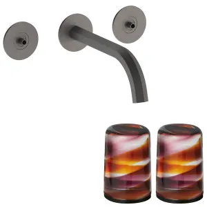 Fantini Venezia by Venini Amethyst Amber Handle Wall Basin Set - Matte Gunmetal PVD VENWBVENAMMGM by Fantini, a Kitchen Taps & Mixers for sale on Style Sourcebook