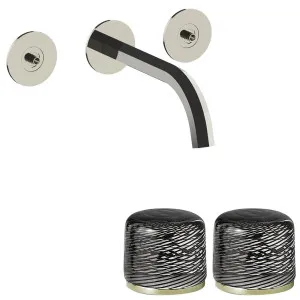 Fantini Venezia by Venini Black Filigree Handle Wall Basin Set - Polished Nickel PVD VENWBVENBFPNK by Fantini, a Kitchen Taps & Mixers for sale on Style Sourcebook