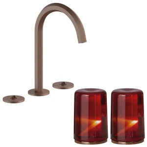 Fantini Venezia by Venini Red Amber Handle Basin Set - Matte Copper PVD VENBS704MCPVNCO by Fantini, a Kitchen Taps & Mixers for sale on Style Sourcebook
