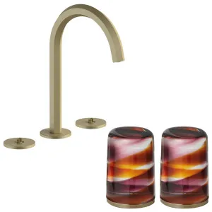 Fantini Venezia by Venini Amethyst Amber Handle Basin Set - Matte British Gold PVD VENBS704MBGVNCM by Fantini, a Kitchen Taps & Mixers for sale on Style Sourcebook
