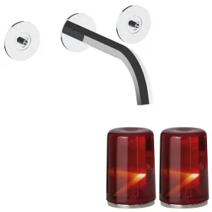 Fantini Venezia by Venini Red Amber Handle Wall Basin Set - Chrome VENWBVENRACHR by Fantini, a Kitchen Taps & Mixers for sale on Style Sourcebook