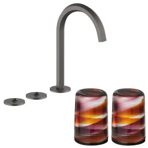 Fantini Venezia by Venini Amethyst Amber Handle Tall Basin Set - Matte Gunmetal PVD VENBS705MGMVNCM by Fantini, a Kitchen Taps & Mixers for sale on Style Sourcebook