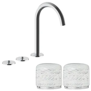 Fantini Venezia by Venini White Filigree Handle Tall Basin Set - Chrome VENBS705CHRVNCP by Fantini, a Kitchen Taps & Mixers for sale on Style Sourcebook
