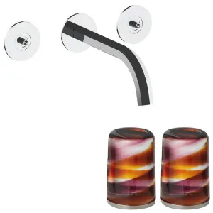 Fantini Venezia by Venini Amethyst Amber Handle Wall Basin Set - Chrome VENWBVENAMCHR by Fantini, a Kitchen Taps & Mixers for sale on Style Sourcebook
