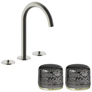Fantini Venezia by Venini Black Filigree Handle Basin Set - Polished Nickel PVD VENBS704PNKVNCQ by Fantini, a Kitchen Taps & Mixers for sale on Style Sourcebook