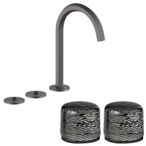 Fantini Venezia by Venini Black Filigree Handle Tall Basin Set - Matte Gunmetal PVD VENBS705MGMVNCQ by Fantini, a Kitchen Taps & Mixers for sale on Style Sourcebook