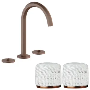 Fantini Venezia by Venini White Filigree Handle Basin Set - Matte Copper PVD VENBS704MCPVNCP by Fantini, a Kitchen Taps & Mixers for sale on Style Sourcebook
