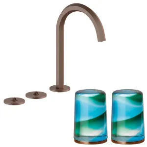 Fantini Venezia by Venini Aquamarine Green Handle Tall Basin Set - Matte Copper PVD VENBS705MCPVNCN by Fantini, a Kitchen Taps & Mixers for sale on Style Sourcebook
