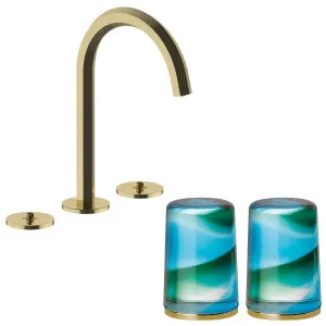 Fantini Venezia by Venini Aquamarine Green Handle Basin Set - Gold Plus VENBS704GPLVNCN by Fantini, a Kitchen Taps & Mixers for sale on Style Sourcebook