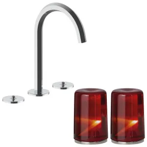 Fantini Venezia by Venini Red Amber Handle Basin Set - Chrome VENBS704CHRVNCO by Fantini, a Kitchen Taps & Mixers for sale on Style Sourcebook