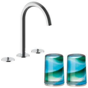 Fantini Venezia by Venini Aquamarine Green Handle Basin Set - Chrome VENBS704CHRVNCN by Fantini, a Kitchen Taps & Mixers for sale on Style Sourcebook