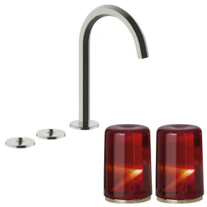 Fantini Venezia by Venini Red Amber Handle Tall Basin Set - Polished Nickel PVD VENBS705PNKVNCO by Fantini, a Kitchen Taps & Mixers for sale on Style Sourcebook