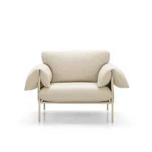 Alva Leather & Nougat Frame Armchair - [ Simpson Cream ] by ELLISON STUDIOS., a Chairs for sale on Style Sourcebook