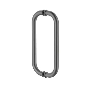Round Double D Style Double Pull Shower Handle 275 mm Brushed Gun Metal by Estelle, a null for sale on Style Sourcebook