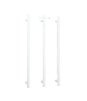 Straight Round Vertical Single Heated Towel Rail Matt White 90cm x 14cm by Luxe Mirrors, a Towel Rails for sale on Style Sourcebook