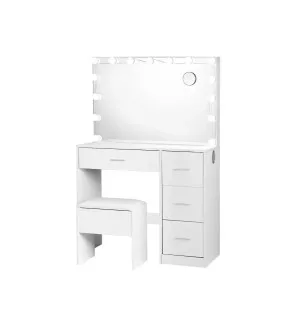 White Darcy Dressing Table Set with Stool 136cm x 89cm by Luxe Mirrors, a Illuminated Mirrors for sale on Style Sourcebook