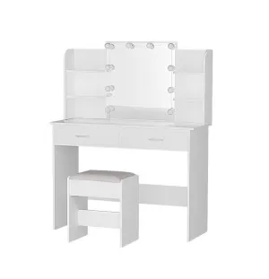 White LED Makeup Dressing Table Set with 10 Bulbs by Luxe Mirrors, a Shaving Cabinets for sale on Style Sourcebook