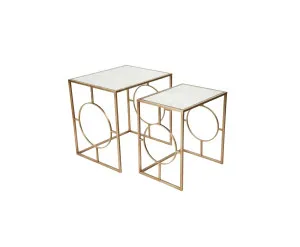 Marley Nesting Side Tables Antique Gold 50cm / 60cm by Luxe Mirrors, a Side Table for sale on Style Sourcebook