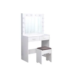 Francesca Vanity Set White with Lighted Mirror and Stool by Luxe Mirrors, a Shaving Cabinets for sale on Style Sourcebook
