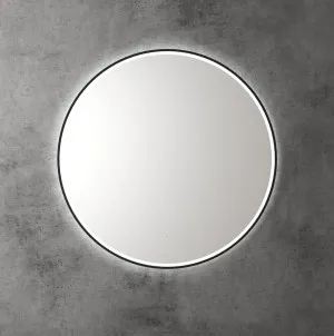 Touchless LED Round Mirror with Matt Black Frame 90cm by Luxe Mirrors, a Vanity Mirrors for sale on Style Sourcebook