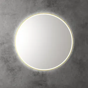 Touchless LED Round Mirror with Brushed Gold Frame 90cm by Luxe Mirrors, a Vanity Mirrors for sale on Style Sourcebook