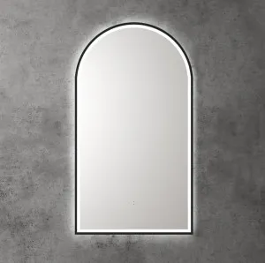 Touchless LED Arch Mirror with Matt Black Frame 90cm x 50cm by Luxe Mirrors, a Vanity Mirrors for sale on Style Sourcebook