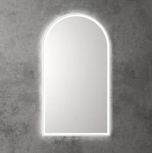 Touchless LED Arch Mirror with Matt White Frame 90cm x 50cm by Luxe Mirrors, a Vanity Mirrors for sale on Style Sourcebook