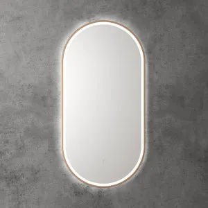 Touchless LED Pill Mirror with Brushed Bronze Frame 90cm x 45cm by Luxe Mirrors, a Vanity Mirrors for sale on Style Sourcebook