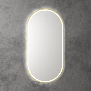 Touchless LED Pill Mirror with Brushed Gold Frame 90cm x 45cm by Luxe Mirrors, a Vanity Mirrors for sale on Style Sourcebook