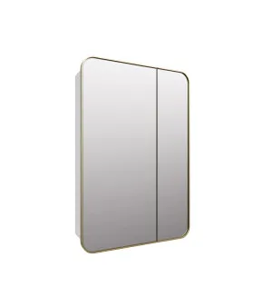 Curved Edge Rectangle Mirror Cabinet Satin Brass 90cm x 60cm by Luxe Mirrors, a Vanity Mirrors for sale on Style Sourcebook