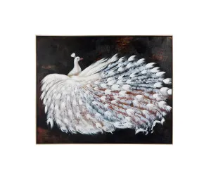 White Peacock Canvas Oil Painting 118cm x 148cm by Luxe Mirrors, a Prints for sale on Style Sourcebook
